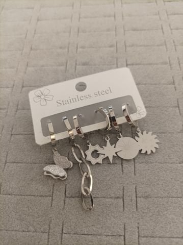 Çelik 6 lı Set Küpe