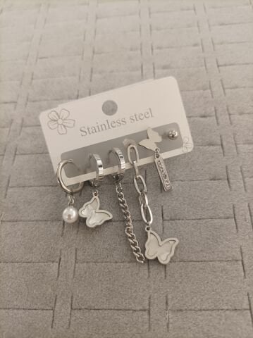 Çelik 6 lı Set Küpe