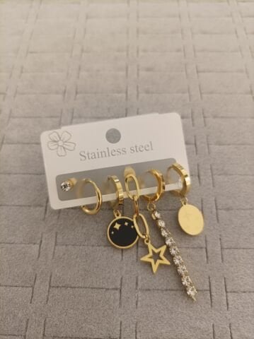 Çelik 6 lı Set Küpe