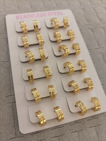 Çelik Halka Küpe (12 çift)(Çifti 30 TL)