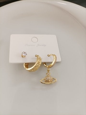 Zirkon 3 lü Küpe