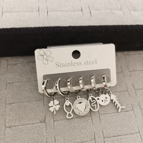 Çelik 6 lı Set Küpe
