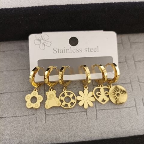 Çelik 6 lı Set Küpe