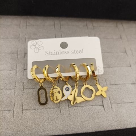 Çelik 6 lı Set Küpe